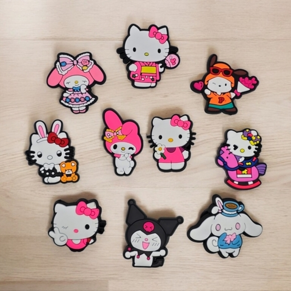 NEW Hello Kitty‎ Shoe Charms Shoe Accessories Kawaii Melody Pink 10 Piece Set